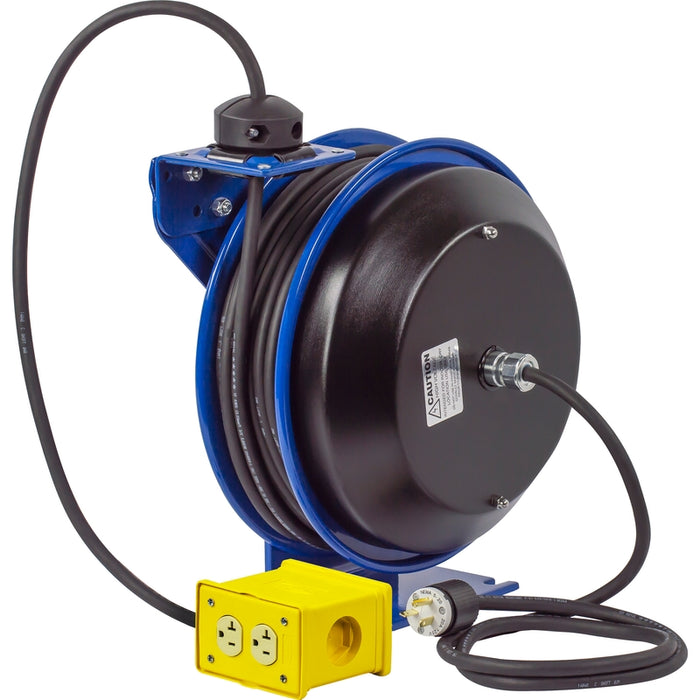 Coxreels PC Series Spring Driven Cord Reel Quad Industrial Receptacle 12 GA x 50 ft. - Cord Included Model PC13-5012-B
