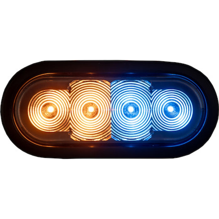 Buyers Products 6 Inch Oval LED Amber/Blue/Clear Lens Strobe Light With Grommet Model SL62AB