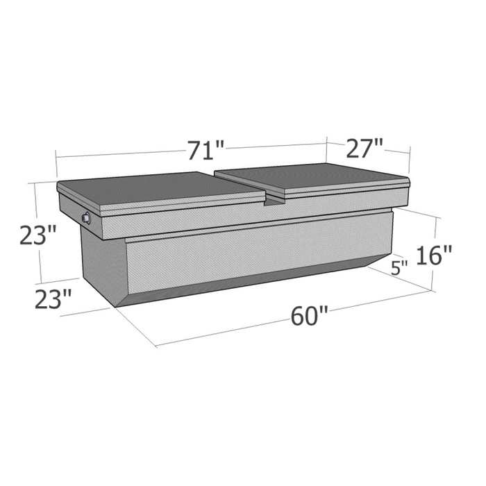 Brute Crossover Tool Box Gull Wing Lid Bright Aluminum Full Size Extra Deep / Extra Wide W/ Slant Model RB158GW