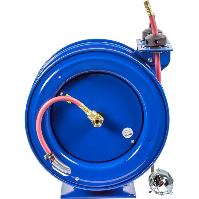 Coxreels Dual C Air-Electric Series Purpose Spring Rewind Reels 3/8 in. x 50 ft. - Incandescent Cage Light - 16 AWG x 50 ft. - 13 Amps 300 PSI Hose Included Model C-L350-5016-E