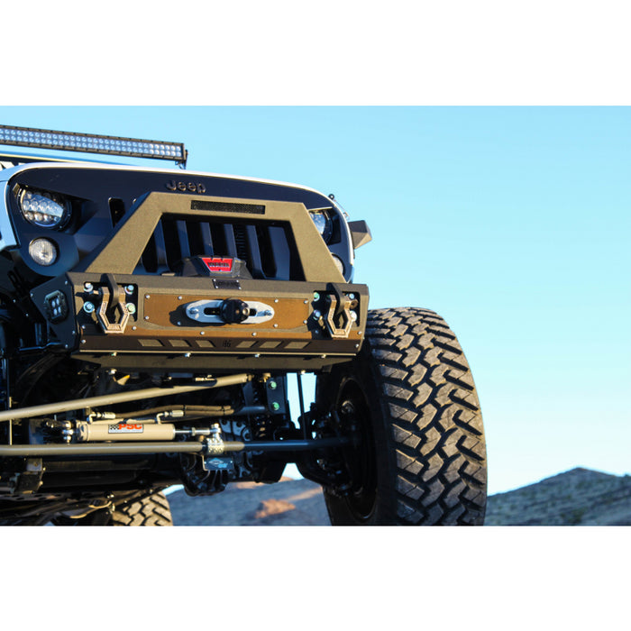Bodyguard JK Front Bumper Stubby With Push Bar End Cap Light Cutouts No Camera Harness Or Pod Texture Black Powder Coat Model 58134TNN