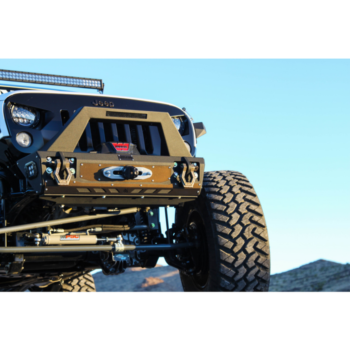 Bodyguard JK Front Bumper Stubby With Push Bar End Cap Light Cutouts With Camera Harness + Pod Texture Black Powder Coat Model 58134TNB