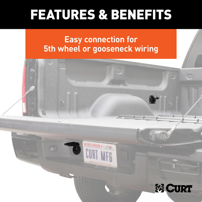 CURT 10' Custom Wiring Extension Harnesses (Adds 7-Way RV Blade to Truck Bed, 10-Pk) Model 56000010