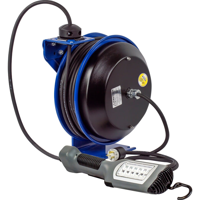 Coxreels EZ-PC Series Safety System Spring Driven Cord Reel 16 AWG x 50 ft. LED Light with Tool Tap Handle - 600V 25 Amp - Cord Included Model EZ-PC13-5016-K