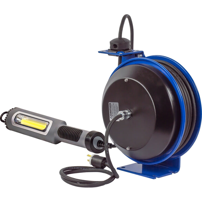 Coxreels PC Series Spring Driven Cord Reel 16 AWG x 50 ft. SJTO Cord 25A 600V Compact LED Light - Cord Included Model PC13-5016-M