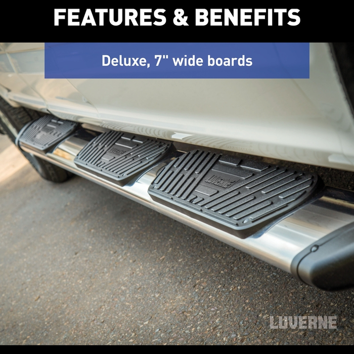 Luverne Regal 7 Polished Stainless 88" Oval Side Steps, Select Ford F250 to F550 Model 477088-401734