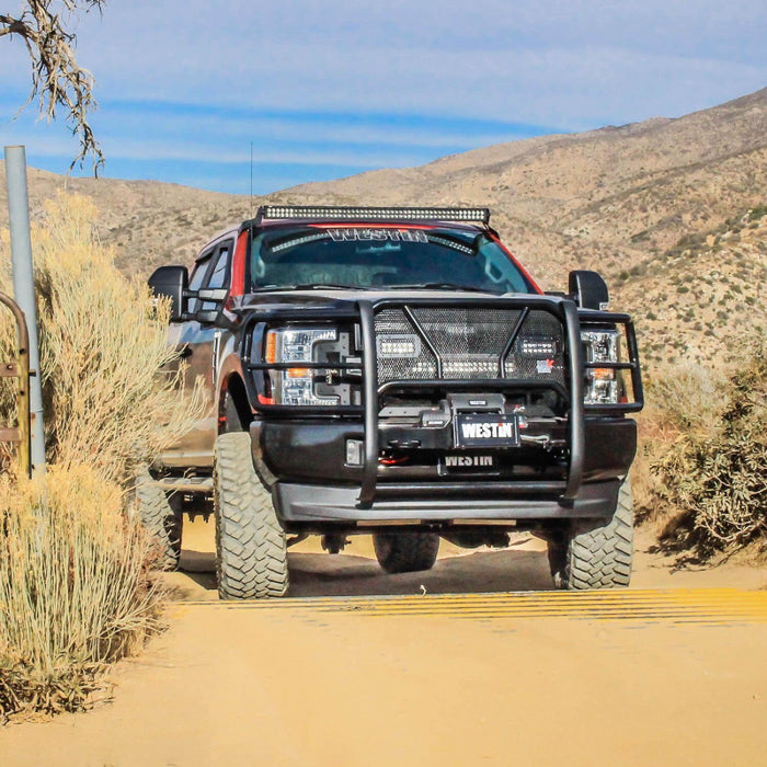 Westin HDX 1-Piece Winch Mount Grille Guard Black Steel Model 57-93905