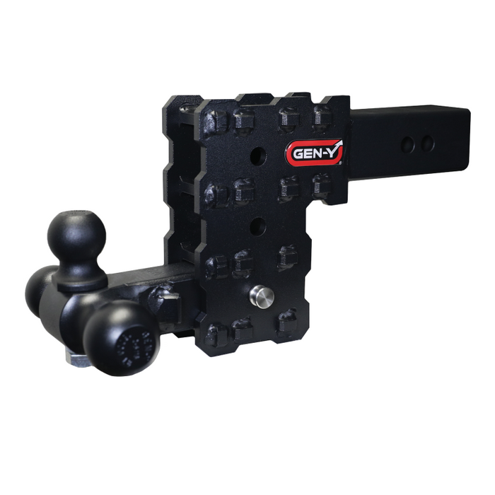GEN-Y PHANTOM-X 2.5" Solid Shank 5" Drop 1.6K TW 16K Hitch & GH-052 Tri-Ball Mount Model GH-2433X