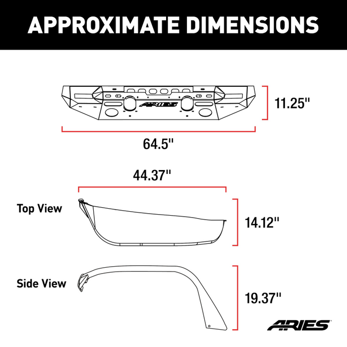 ARIES TrailChaser Jeep Wrangler JL Aluminum Front Bumper with Fender Flares (Option 7) Model 2082077