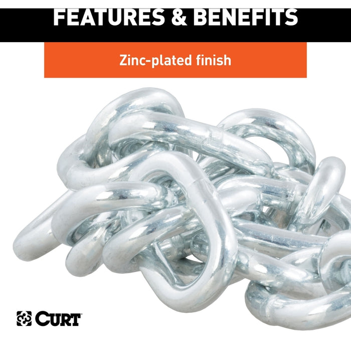 CURT 27-Inch Trailer Safety Chain with 17/32-In S-Hook, 7,000 lbs Break Strength Model 80300