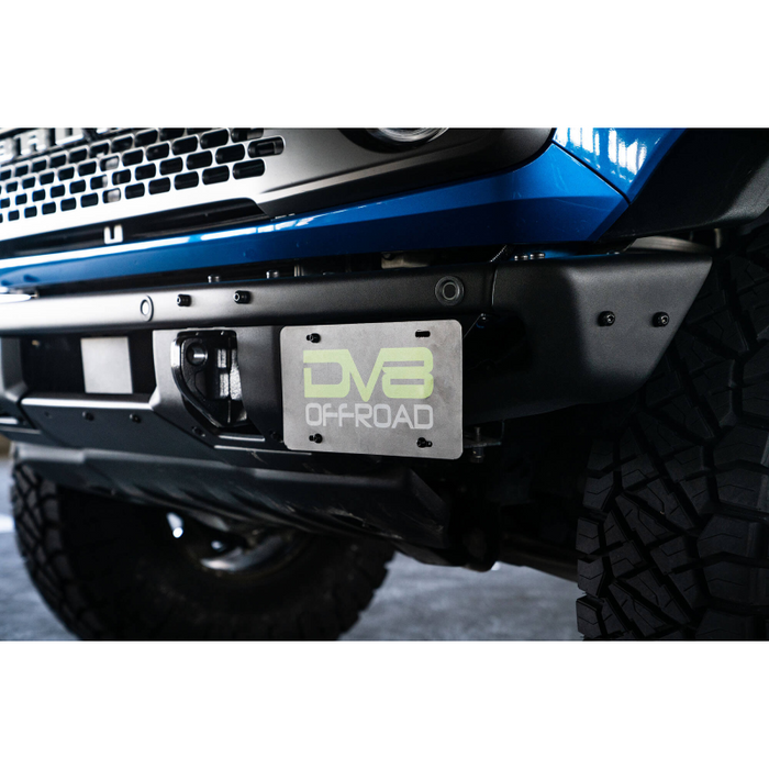 DV8 Offroad 2021-2026 Ford Bronco Factory Front Bumper License Relocation Bracket Model LPBR-02