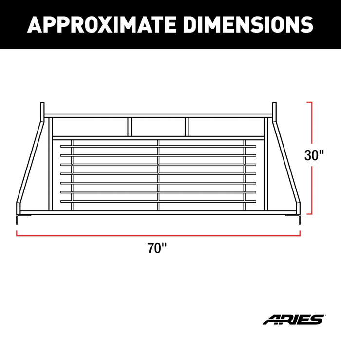 ARIES Classic Black Steel Headache Rack, Fits Select Ford F-250, F-350, F-450 Super Duty Model 111001