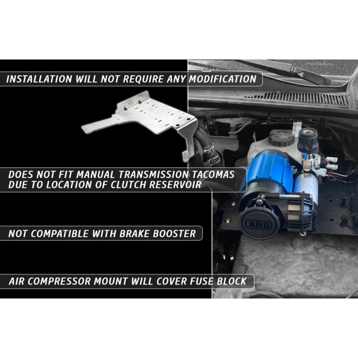 Rago Fabrication 2016-2023 3rd Gen Tacoma Air Compressor Mount Model R1519TTACARB-NB