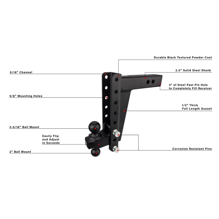 BulletProof Hitches 2.5" Heavy Duty 10" Drop/Rise Hitch Model HD2510