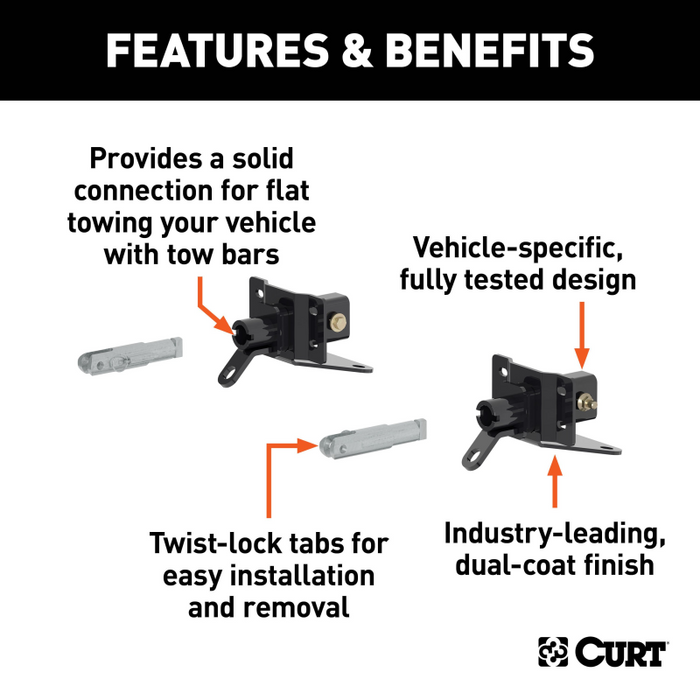 CURT Tow Bar Base Plate, Select Ford Bronco w/ Modular or Standard D-Ring Bumper Model 70143