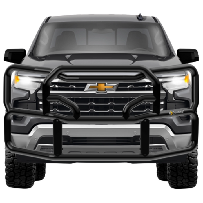 Ex-Guard Kit Extreme-Duty Full-Height Coverage Black Grille Guard Kit w/ Mounting Bracket and Winch Box with Recovery Point Model HX-50BG3-GM1519-MB-19HX-GM15-WB