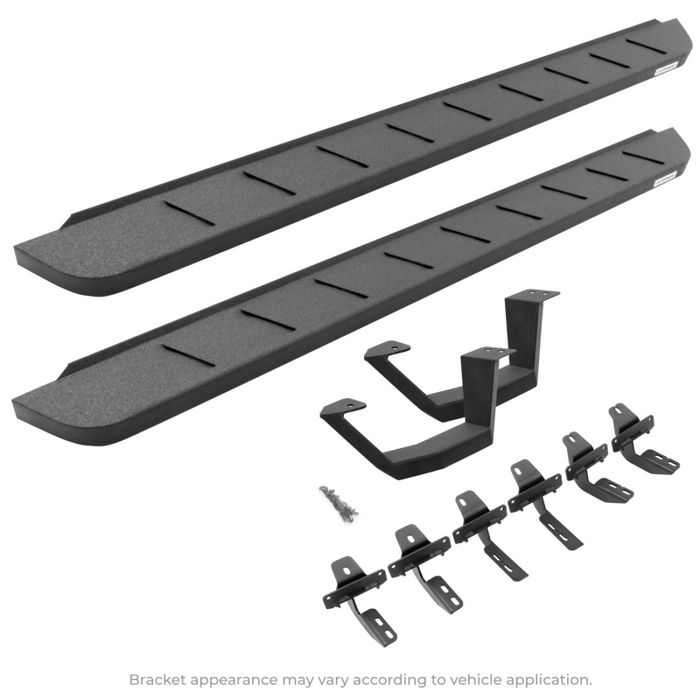 Go Rhino RB10 Running Boards w Mounting Brackets With 1 Pair Drop Steps Kit Bedliner Coat Model 63441734810T