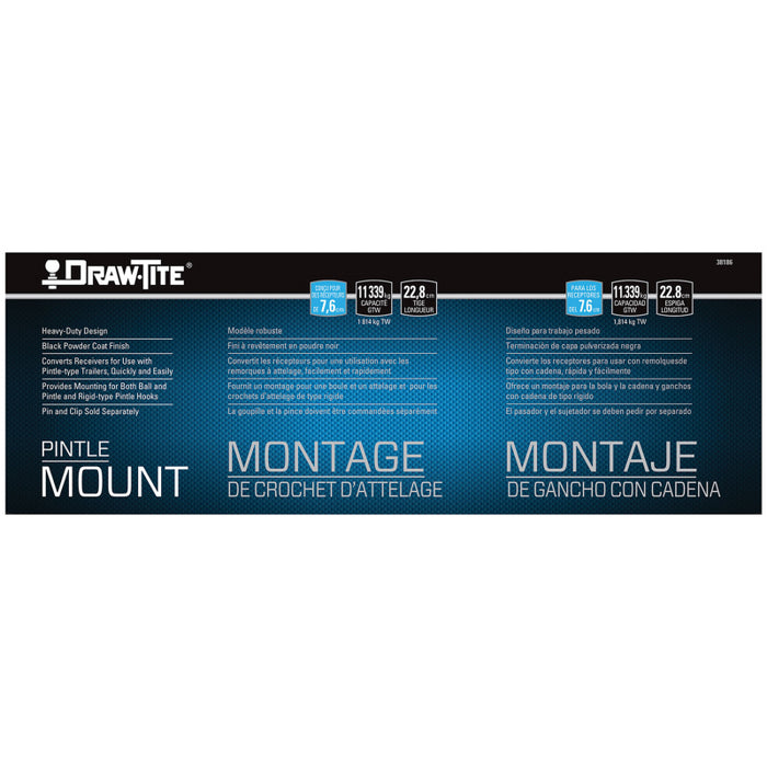 Draw-Tite Titan® Pintle Hook Mounting Plate, Fits 3 in. Square Receiver, 25,000 lbs. Capacity Model 38186