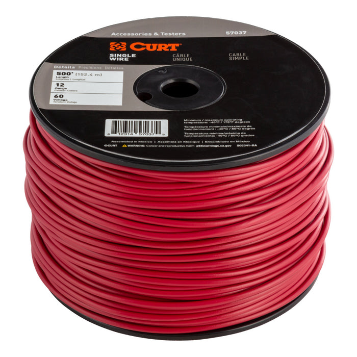 CURT Automotive Primary Wire, Red 500' Spool Model 57037