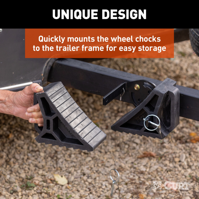 CURT HD Wheel Chocks 2-Pack with Mounting Bracket Model 22802