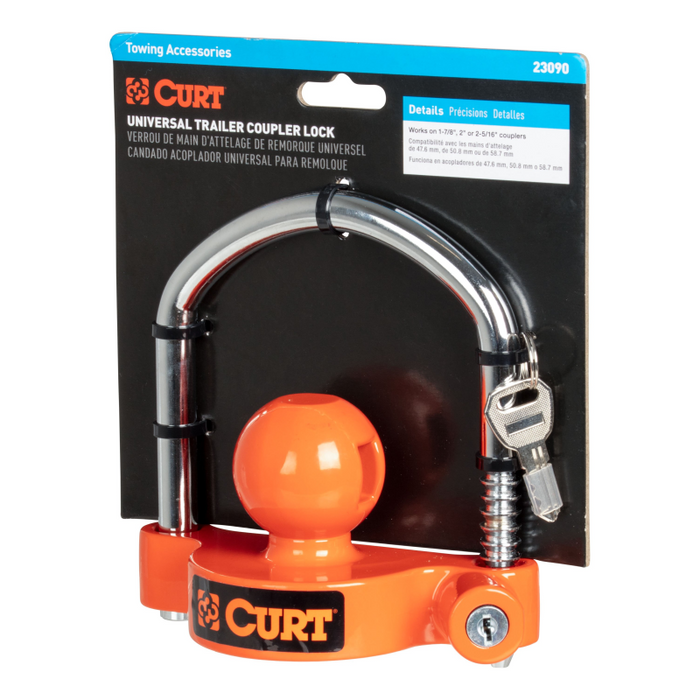 CURT Universal Trailer Coupler Lock, Keyed Alike Model 23090-KA