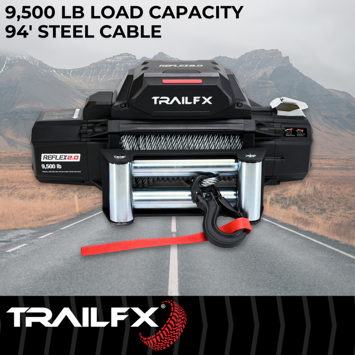 TrailFX REFLEX 2.0 Winch 9500LB Steel Cable Model WR295B