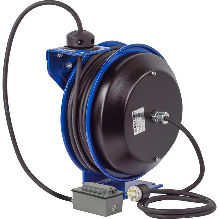 Coxreels PC Series Spring Driven Cord Reel Duplex Industrial Receptacle 16 GA x 50 ft. - Cord Included Model PC13-5016-F