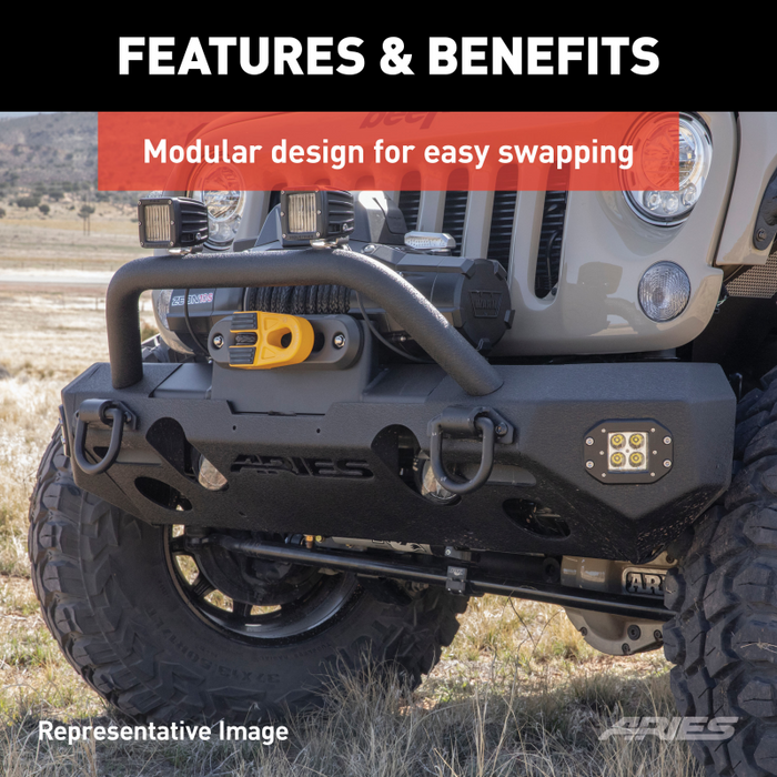 ARIES TrailChaser Jeep Wrangler JL, Gladiator Aluminum Front Bumper (Option 3) Model 2082094