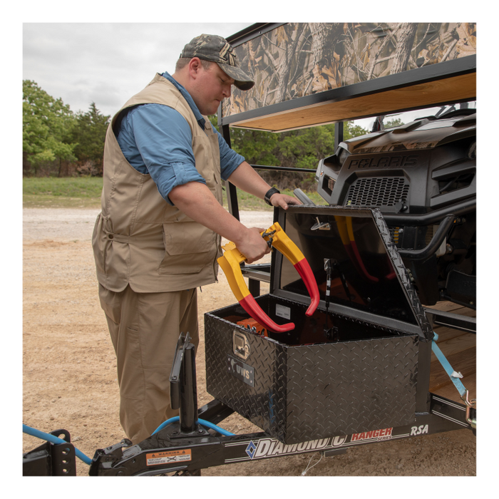 UWS Gloss Black Aluminum 34" Trailer Tongue Box with Low Profile Model TBV-34-LP-BLK