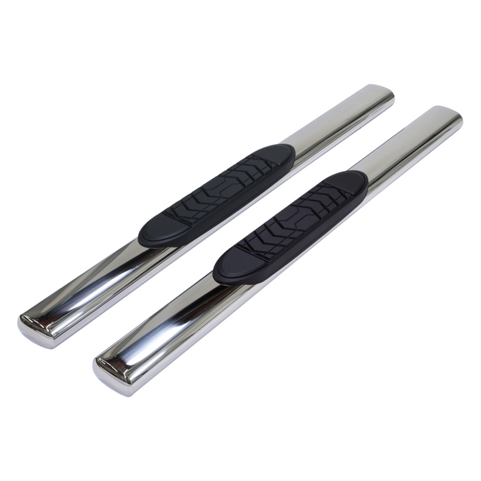 TrailFX 5" Oval Straight Step Nerf Bars W/ Step Pads Polished Stainless Steel Model A7036S