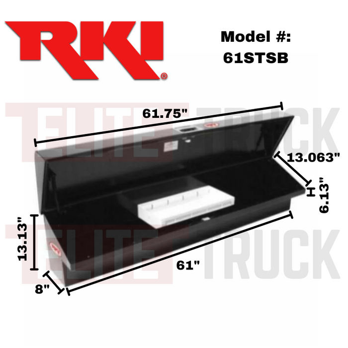 RKI Side Mount Truck Tool Box Black Steel Model 61STSB