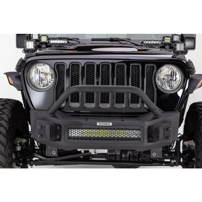 Go Rhino Rockline Winch-Ready Front Stubby Bumper With Overrider For Jeep Model 331101T
