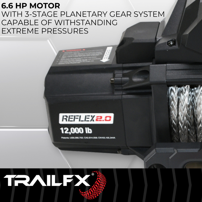 TrailFX REFLEX 2.0 Winch 12000LB Synthetic Rope Model WRS212B