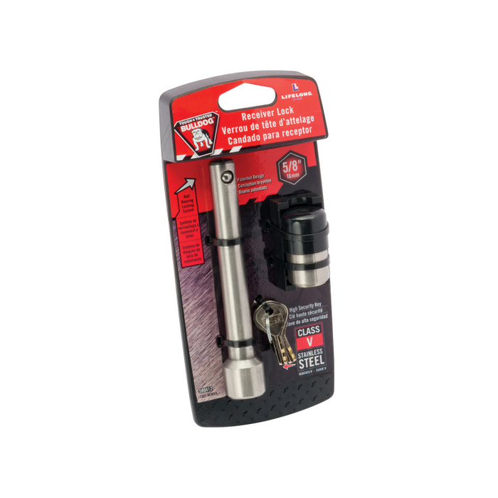 Draw-Tite Trailer Hitch Lock - 2-1/2 in. Square Receiver, 5/8 in. Pin Diameter, Dogbone Style, Stainless Steel Model 580412