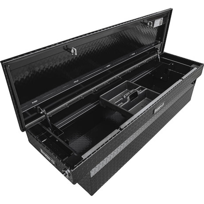 Buyers Products 23x20x71 Inch Gloss Black Diamond Tread Aluminum Crossover Truck Box Model 1729440