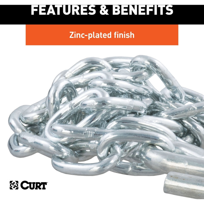 CURT 48-Inch Trailer Safety Chain with 3/8-In S-Hooks, 2,000 lbs Break Strength Model 80010