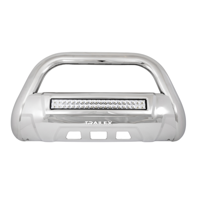 TrailFX 3.5" Oval Bull Bar w/ Skid Plate Polished Stainless Steel w/ 20 Inch Double Row Light Bar Model B1613SKIT