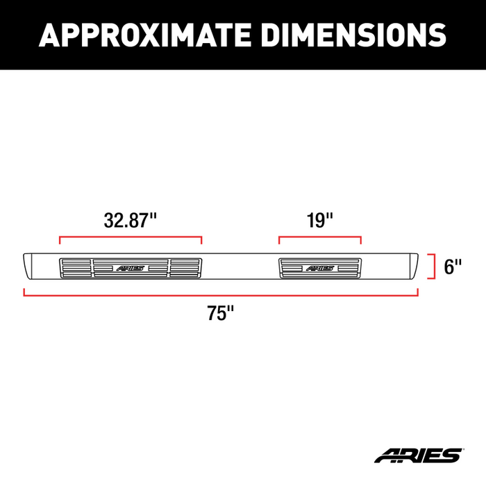 ARIES 6" x 75" Polished Stainless Oval Step Nerf Bars Model 4444002