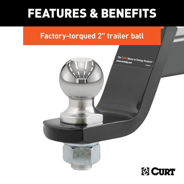 CURT Loaded Ball Mount with 2" Ball, Imported (2" Shank, 7,500 lbs., 4" Drop) Model 45856