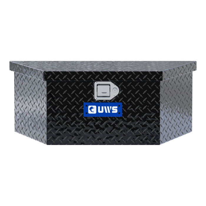 UWS Gloss Black Aluminum 34" Trailer Tongue Box with Low Profile Model TBV-34-LP-BLK