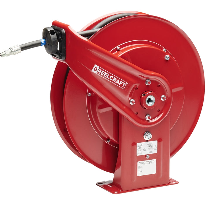 ReelCraft Series DP7000 3/8 in. x 50 ft. Compact Dual Pedestal Hose Reel - 4800 PSI Grease Model DP7650OHP