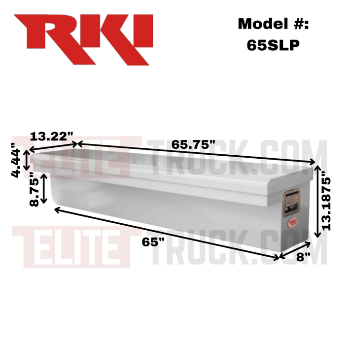 RKI Side Mount Truck Tool Box Single Lid Low Profile White Steel Model 65SLP
