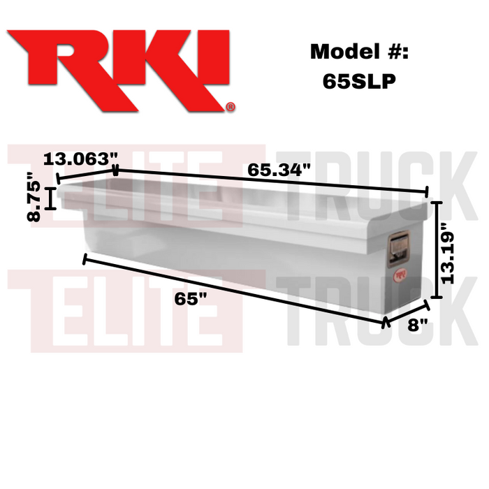 RKI Side Mount Truck Tool Box Low Profile White Steel Model 65SLP