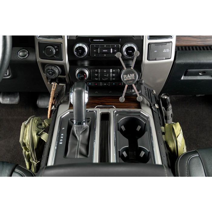 DV8 Offroad 2015-2020 Ford F-150 , 2017-2021 Super Duty F-250/350 , Center Console Molle Panels , Device Mount Model CCFF-01