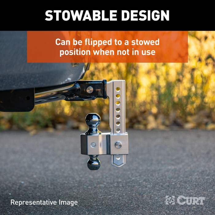 CURT AlumaLite Adjustable Aluminum Hitch with Dual Ball, 7-1/2" Drop Model 45365