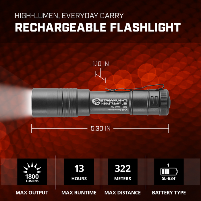 Streamlight MegaStream® USB Flashlight - Black SLI66210