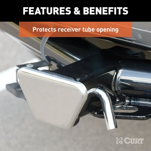 CURT Chrome Steel Trailer Hitch Cover, Fits 2-Inch Receiver Model 22100