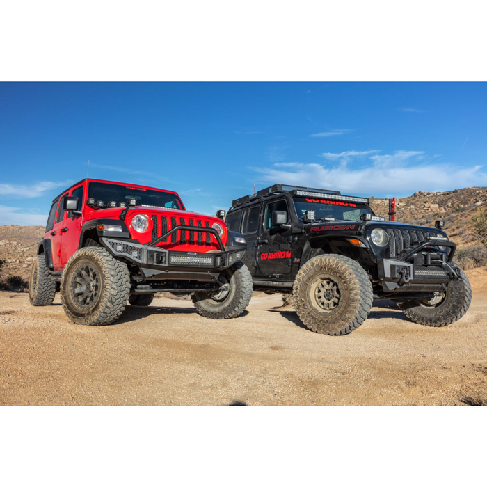 Go Rhino Rockline Winch-Ready Front Stubby Bumper With Overrider For Jeep Model 331101T