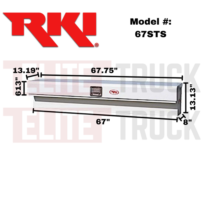 RKI Side Mount Truck Tool Box Slant Top White Steel Model 67STS