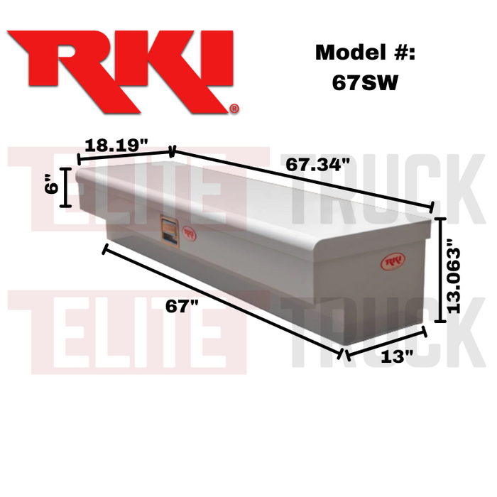 RKI Side Mount Truck Tool Box White Steel Model 67SW